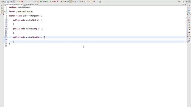 Method Overloading in java with example programs:  Covers argument widening concept for interview !