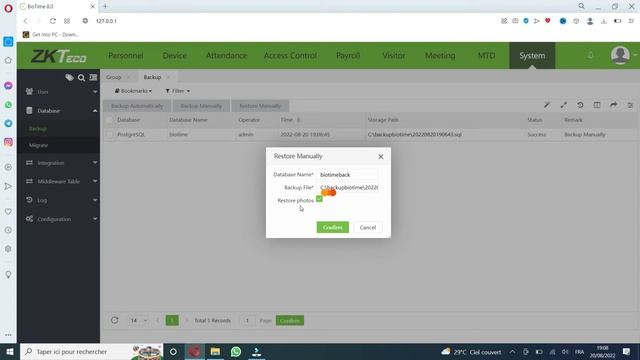 ZKBiotime 8.0 Save and restore Database - PosgreSQL/MY SQL/MSQL смотреть онлайн