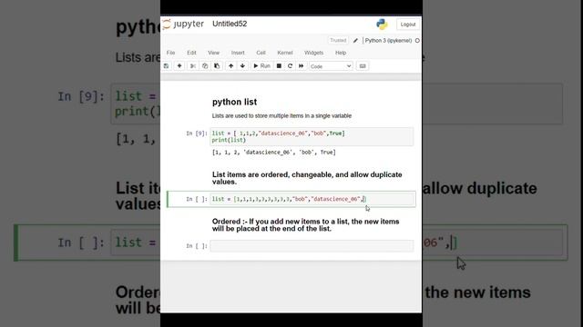 python list  | list | #datascience | #python