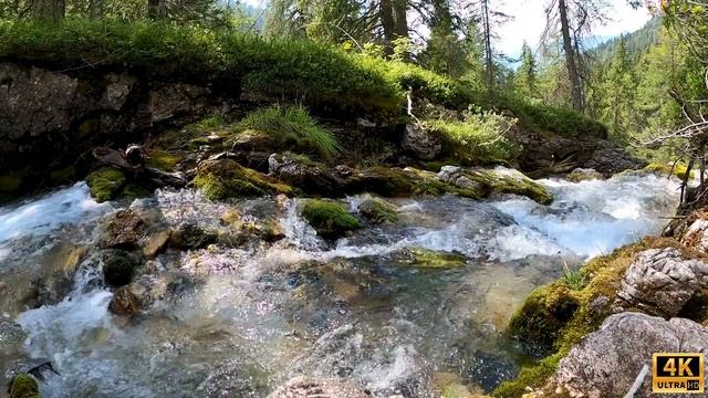 Звуки горного ручья в качестве 4к / Горный ручей музыка природы в качестве 4к