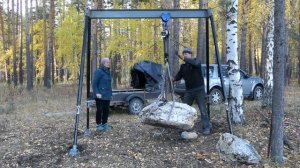 Мобильный козловой кран. В лес за валуном.