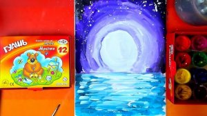 Рисуем пезаж с кораблем красками от РыбаКит