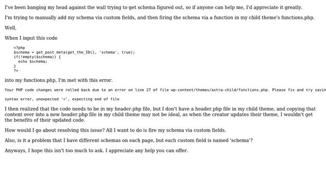 Wordpress: Firing schema via code in functions.php doesn't work смотреть онлайн