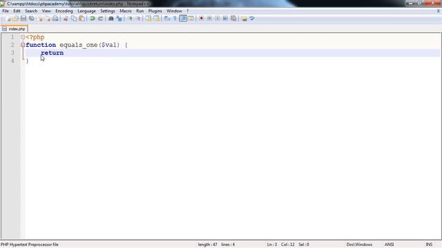077 Quickly Return TrueFalse | php programming course