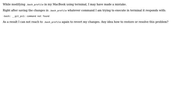 MacBook terminal failed with: -bash: __git_ps1: command not found смотреть онлайн