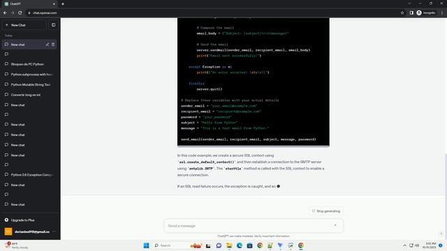 Python email sending failing on SSL read