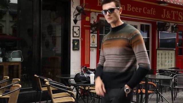 Бренд ucak, полосатый свитер с круглым вырезом, мужская одежда, новые зимние поступления, уличная смотреть онлайн