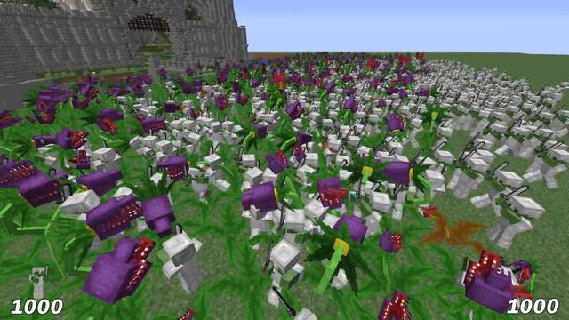 1000 Zombie Vs 1000 Foliaath | Minecraft | смотреть онлайн