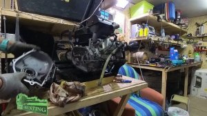 Демонтаж двигателя GS212E с мотоснегоката.