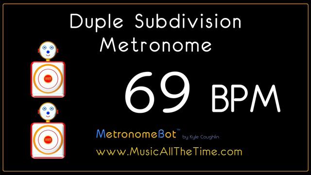 Duple subdivision metronome at 69 BPM MetronomeBot смотреть онлайн