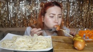 САРДЕЛЬКИ СЛИВОЧНАЯ ЛАПША МУКБАНГ АСМР |SAUSAGES CREAMY NOODLES MUKBANG ASMR eating show | 먹방
