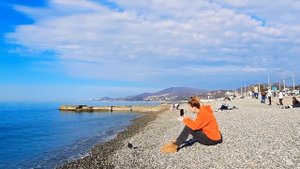 Пляж _Чкаловский_ 2 января.Адлер.Сочи.