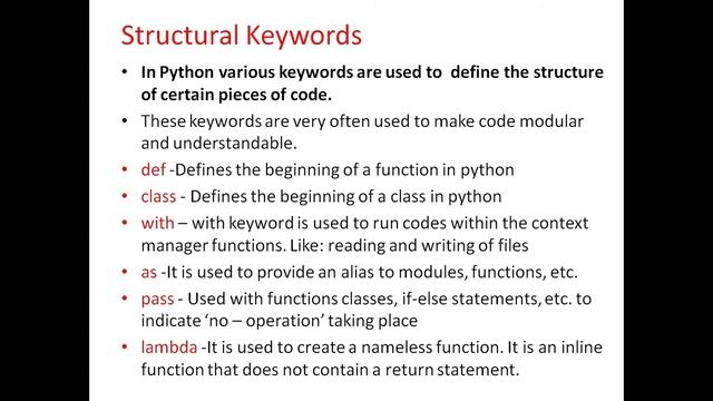 Python Keywords