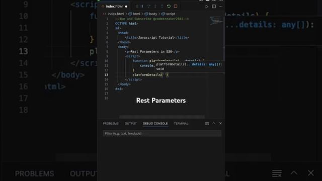 ES6 Rest Parameter | Javascript Tutorial #code #es6