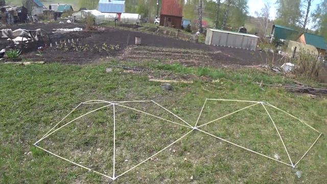 Сборка каркаса геокупола из стеклопластиковой арматуры 10 мм
