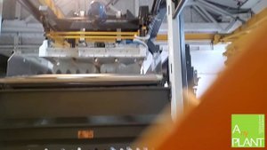Станция растаривания материала KAB 12 T MAX + магазин палет + стекировщик пустых палет (видео №2).