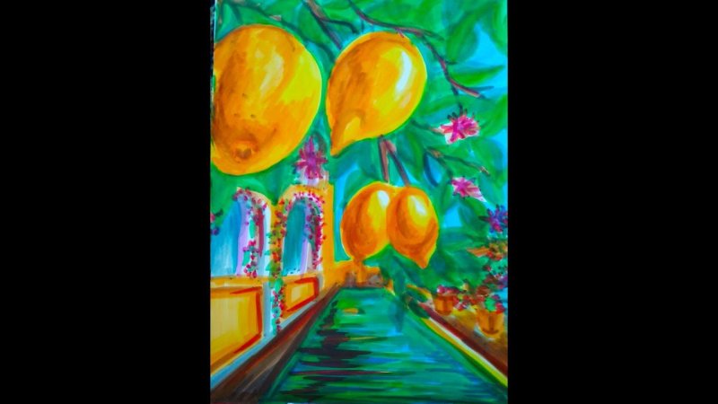 урок пейзаж с лимоном️️ рисование lesson landscape with lemon drawing