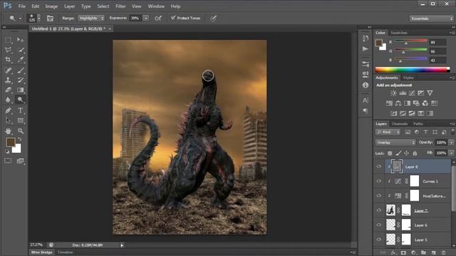 Godzilla | Photoshop Manipulation Editing Tutorial | Ps CS6 смотреть онлайн