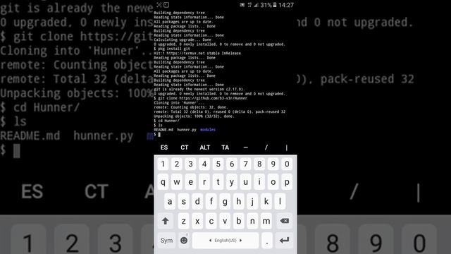 Hunner в Termux. смотреть онлайн