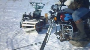 ЗИМНИЕ ПОКАТУШКИ◄ #на самодельной  мотособаке и на снегоходе из мопеда