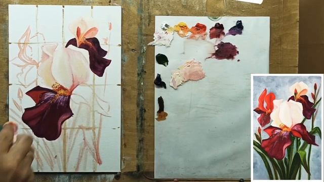 ?"Цветы ИРИСЫ"/мастер-класс как нарисовать цветок Ириса/живопись маслом/ Марина Бердник