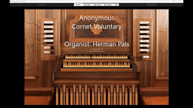 Anonymous Cornet Voluntary  from Old English Organ Music Vol VI, (Hauptwerk Azzio)