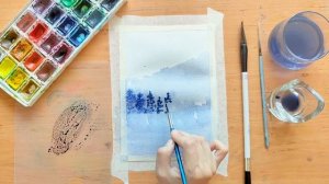 Как рисовать пейзаж акварелью для начинающих / техника заливки акварелью