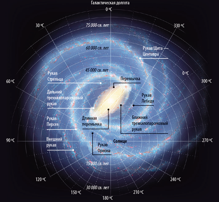 На рисунке показано строение нашей галактики вид с ребра укажите положение солнца в галактике и