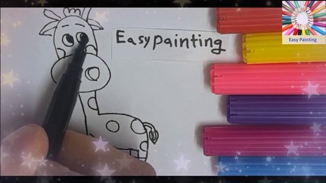 Giraffe drawing for kids, how to draw a giraffe, easy drawing смотреть онлайн