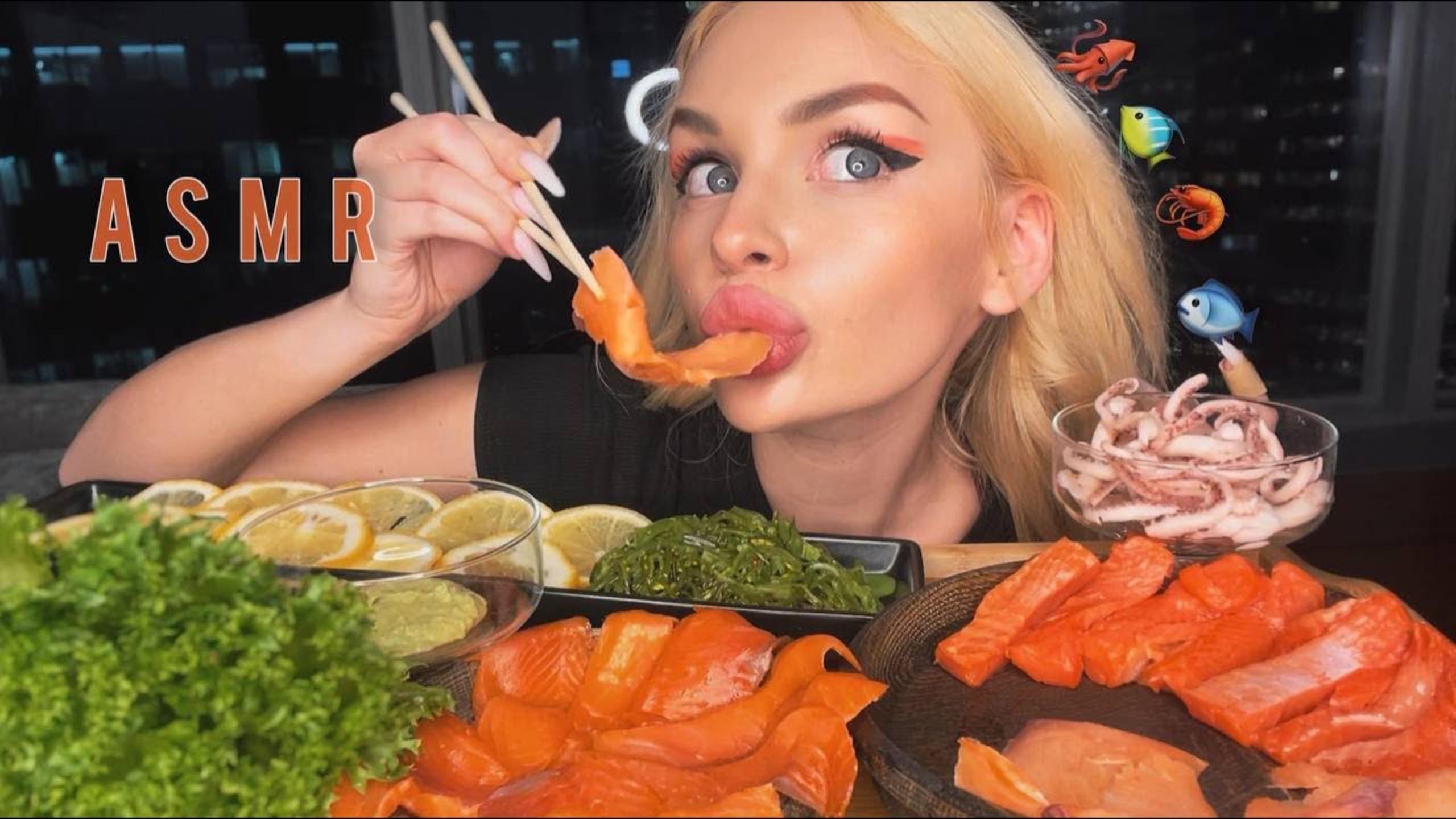 АСМР ЕМ СЕМГУ 🦐🦑🦀  Мукбанг / 먹방 , 연어