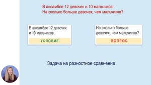 Математика, 1-й класс, Задачи на разностное сравнение