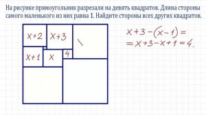 Найдите стороны всех квадратов, если сторона маленького равна 1