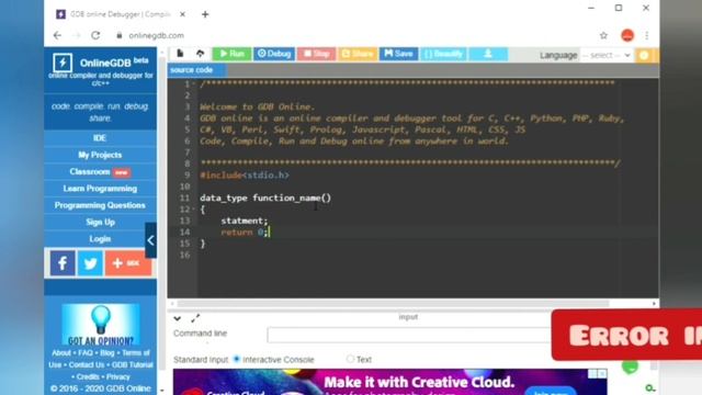 Basic HELLO WORLD in c and Function syntax  in tamil // Error in c  // Error in