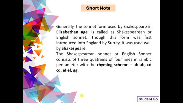 Short Note on Shakespearean or English Sonnet in Hindi & English both | Student Go | смотреть онлайн