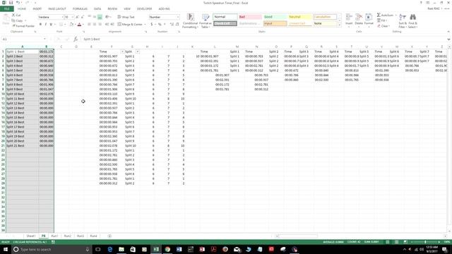 Millisecond Timer Excel VBA Compare Run Splits