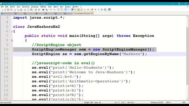 Java Program with direct Javascript Coding || Java Nashorn  || Javascript Engine in Java || #343