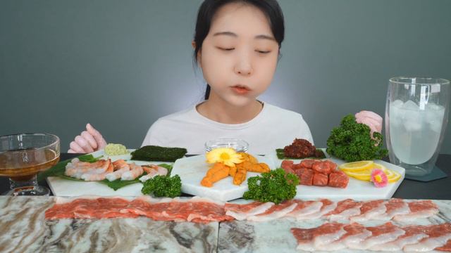 고소한 차돌박이육회와 깍둑육회 조합 RawBeef Real sound ASMR Eatingsound Mukbang