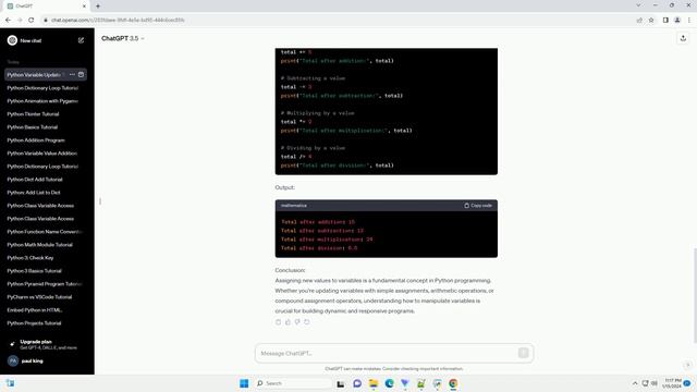 python assign new value to variable смотреть онлайн
