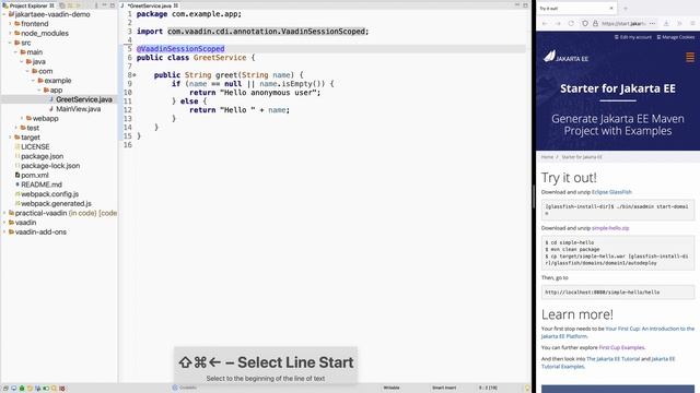 How to create a new Jakarta EE project (Java EE) with Vaadin in Eclipse IDE