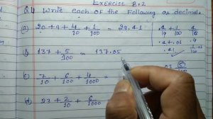 Class 6 - Exercise 8.2 - Q 4 | Write each of the following as decimals