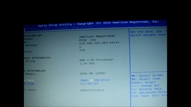 BIOS UEFI Laptop Asus K53U-SX071D C Series смотреть онлайн