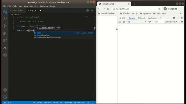 Day 2 - JavaScript Tutorial | Functions in JavaScript | Scope in JavaScript | Var,  Let and Const