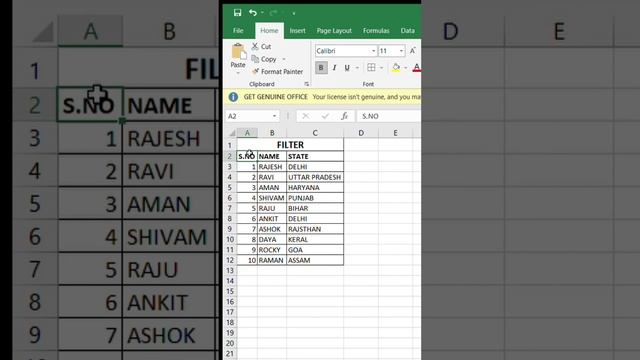 FILTER WITH SHORTCUT KEY //#excelshortcutkeys //#excel //#exceltutorial //#msoffice //#exceltricks