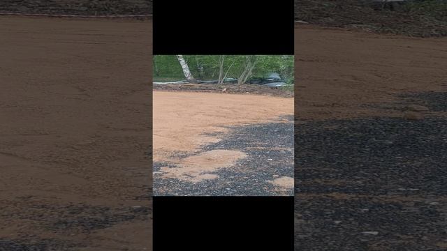 Второй этап подготовки парковки и въездной зоны. Песок 10 см. С последующей трамбовкой. БарнЛайф