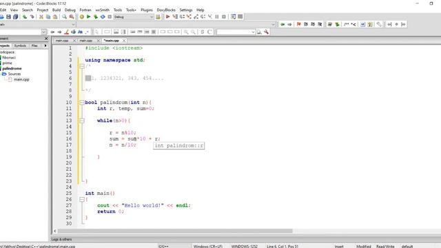 #3 Misol | Palindrom Sonlar Algoritmi (palindrome Number Algorithm) | C++ Da Misollar Yechish