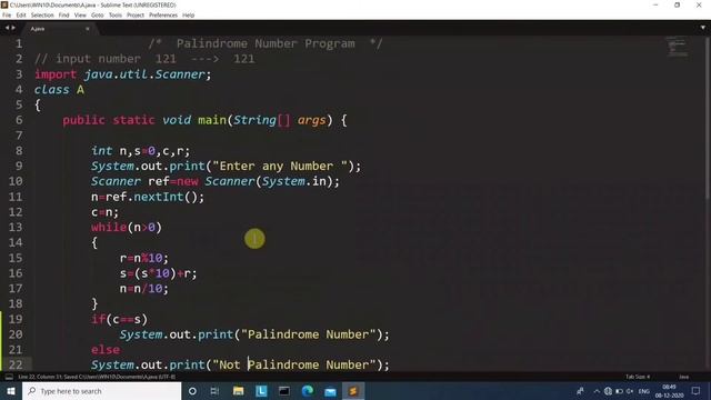 Java program to check Number is Palindrome or Not | Learn Coding