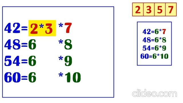 Разложение составных чисел на простые множители. Занятие 5 (числа из таблицы умножения на 6) смотреть онлайн