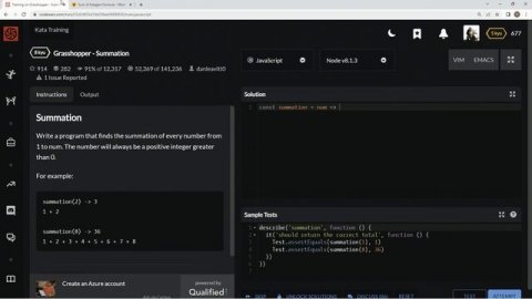 Codewars 8 kyu Grasshopper - Summation Javascript