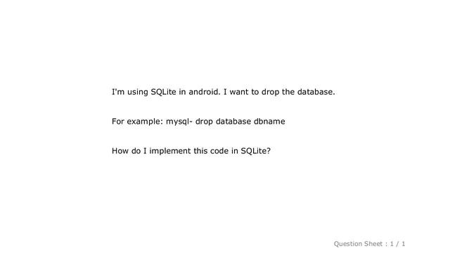 Android : how to drop database in sqlite? смотреть онлайн