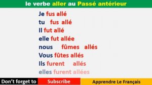 le verbe aller au Passé antérieur | Passé antérieur | conjugaison française